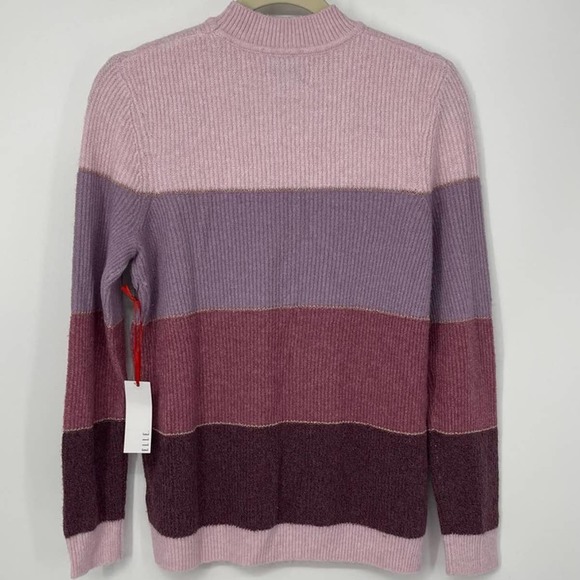 ELLE PINK COLORBLOCK STRIPED STRETCH SWEATER SMALL - Picture 2 of 3
